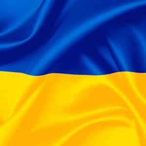 Ukrainian flag. Sanctions on Russia. War in Ukraine